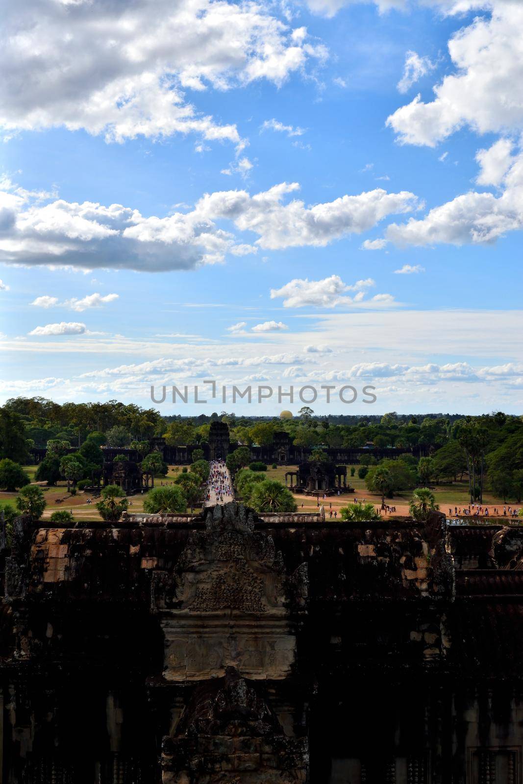 View from the temple from the beautiful temple of Angkor Wat by silentstock639