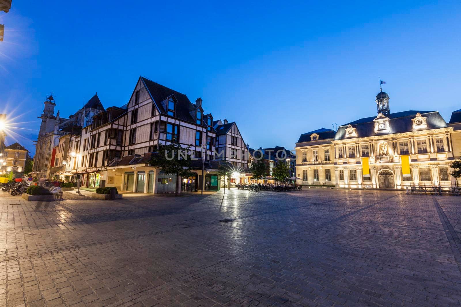 Troyes City Hall at evening. Troyes, Grand Est, France.