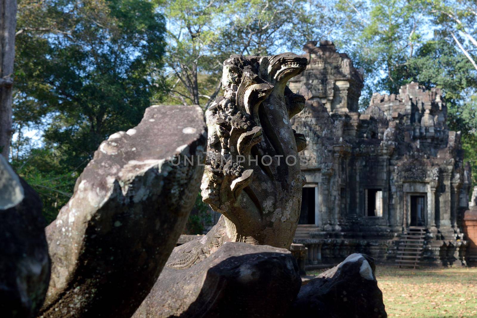 Temple in the Angkor complex, Siem Reap, Cambodia. by silentstock639