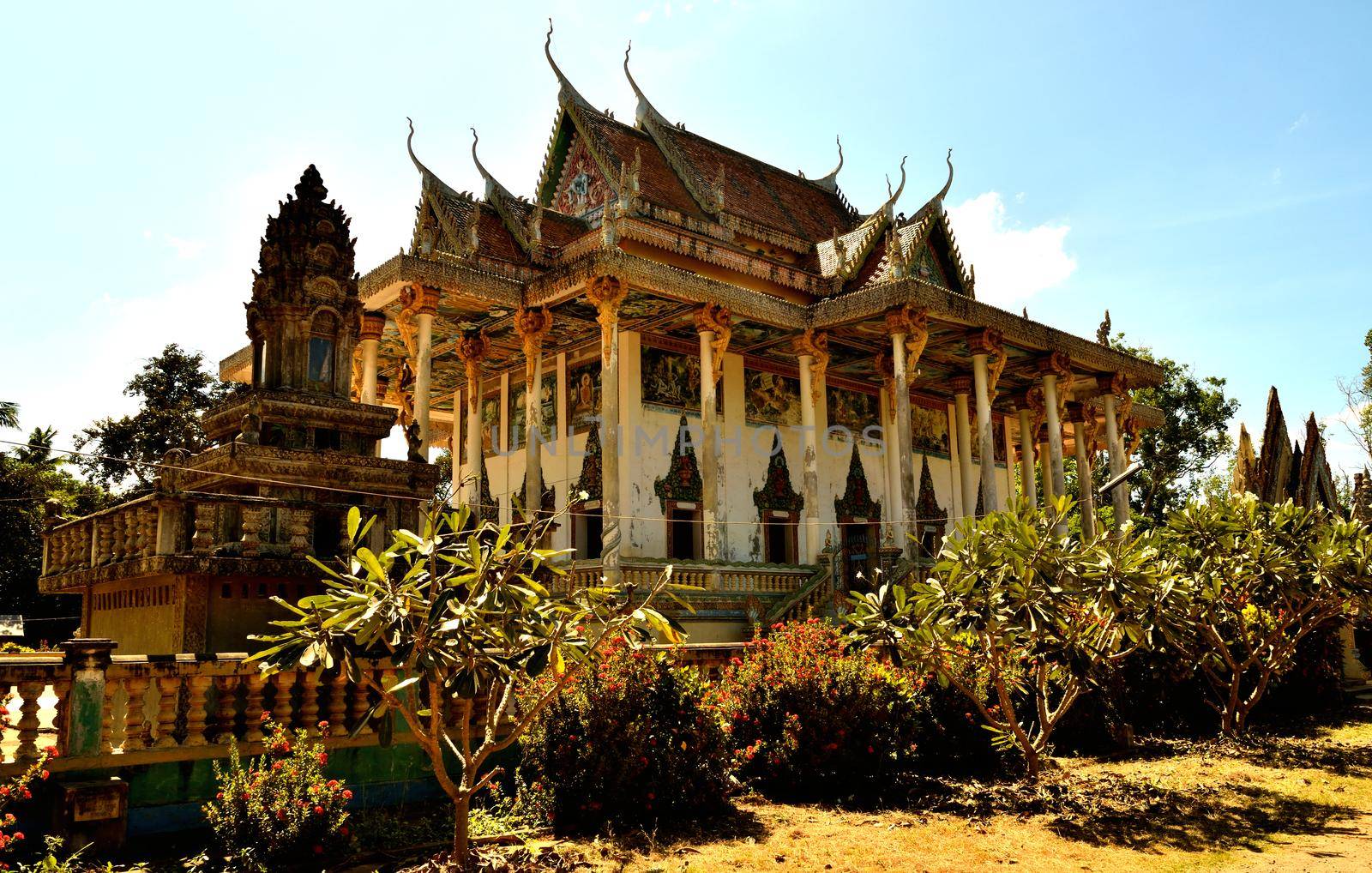 View of the modern Ek Phnom temple, Battambang by silentstock639