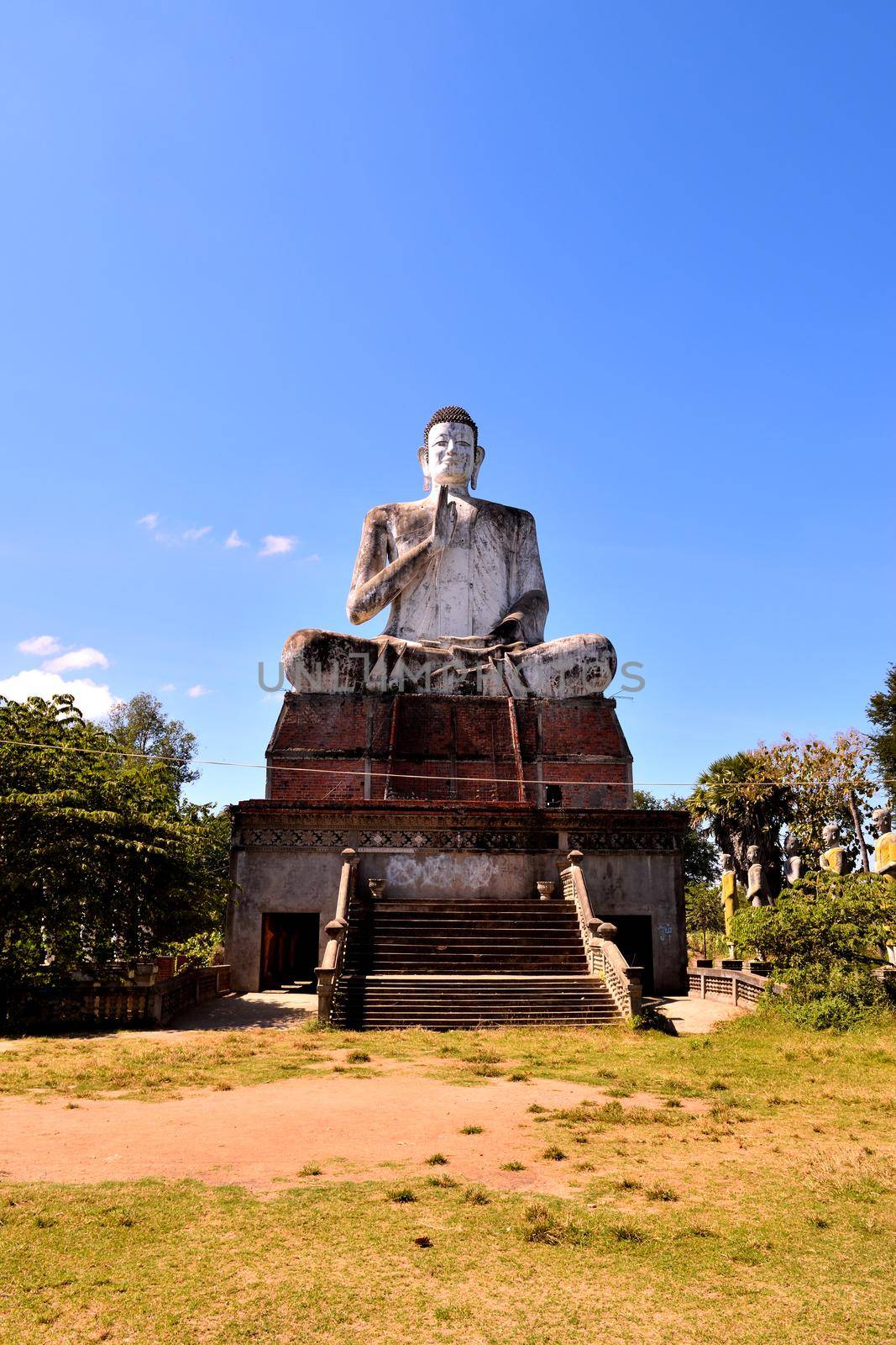 View of the giant Buddha in the Wat Ek Phnom complex, Battambang, Cambodia