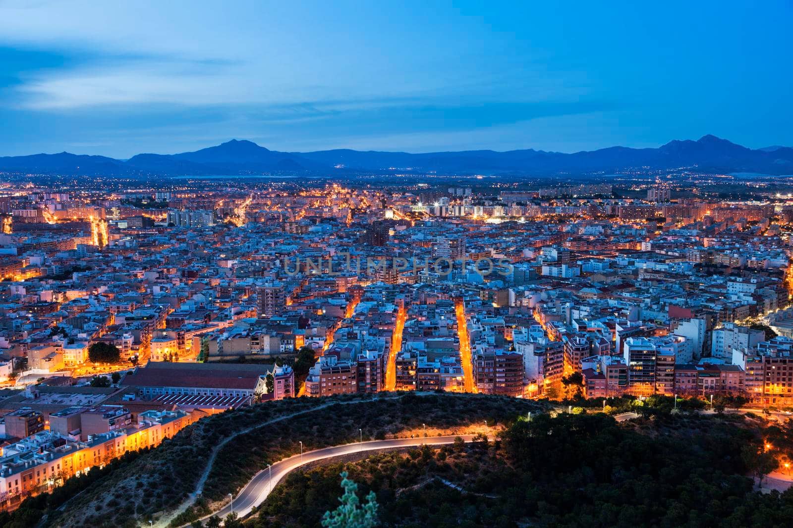 Panorama of Alicante from Castle of Santa Barbara. Alicante, Valencian Community, Spain.