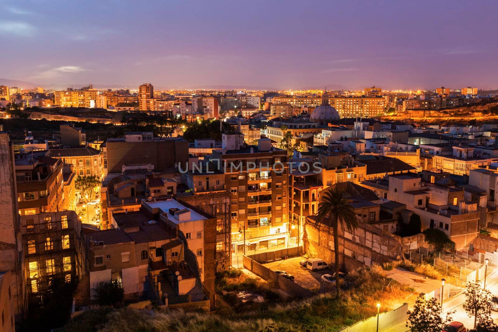 Architecture of Cartagena at evening. Cartagena, Murcia, Spain.