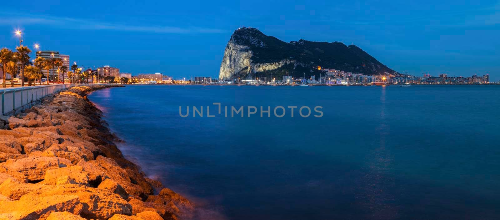 Panorama of Gibraltar seen from La Linea de la Concepcion by benkrut