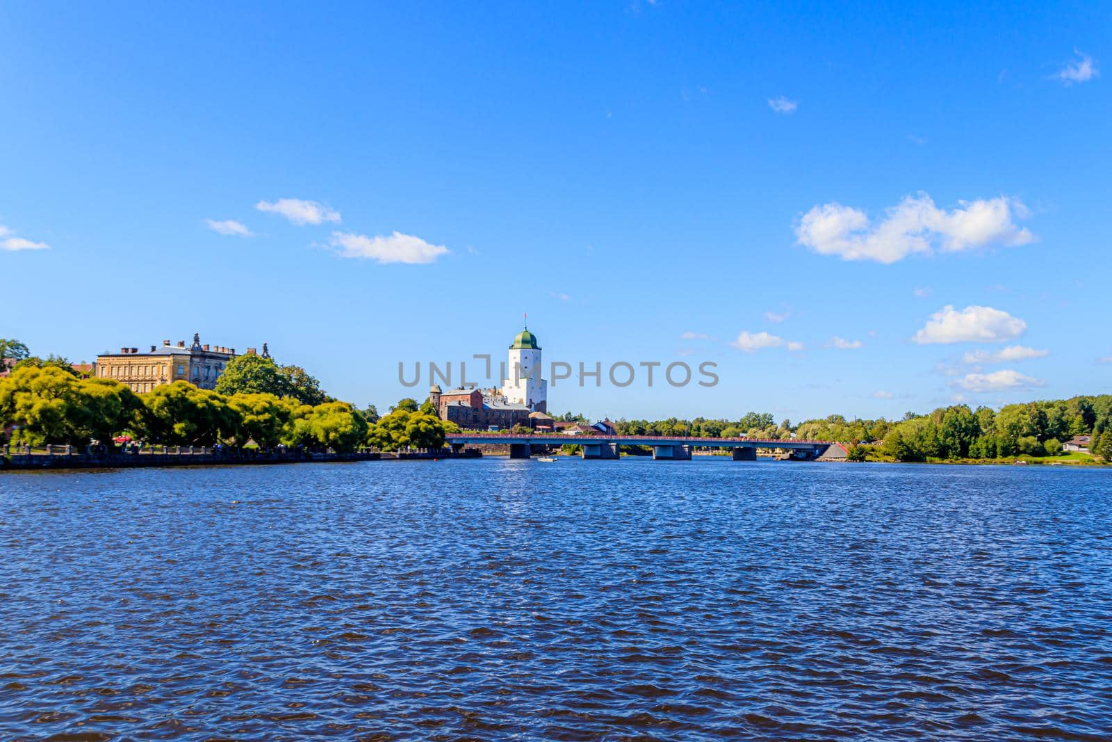 The fortress of Vyborg. Historic building. City sight. Travel to Russia. Finnish buildings. Architecture Of Finland. Western European medieval military architecture. copy space . european tour.