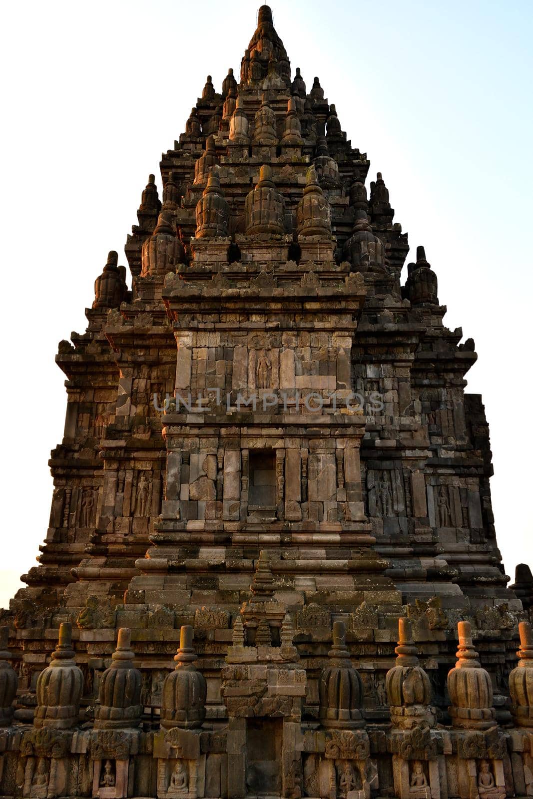 Sunset view of the Prambanan Hindu temple, Indonesia