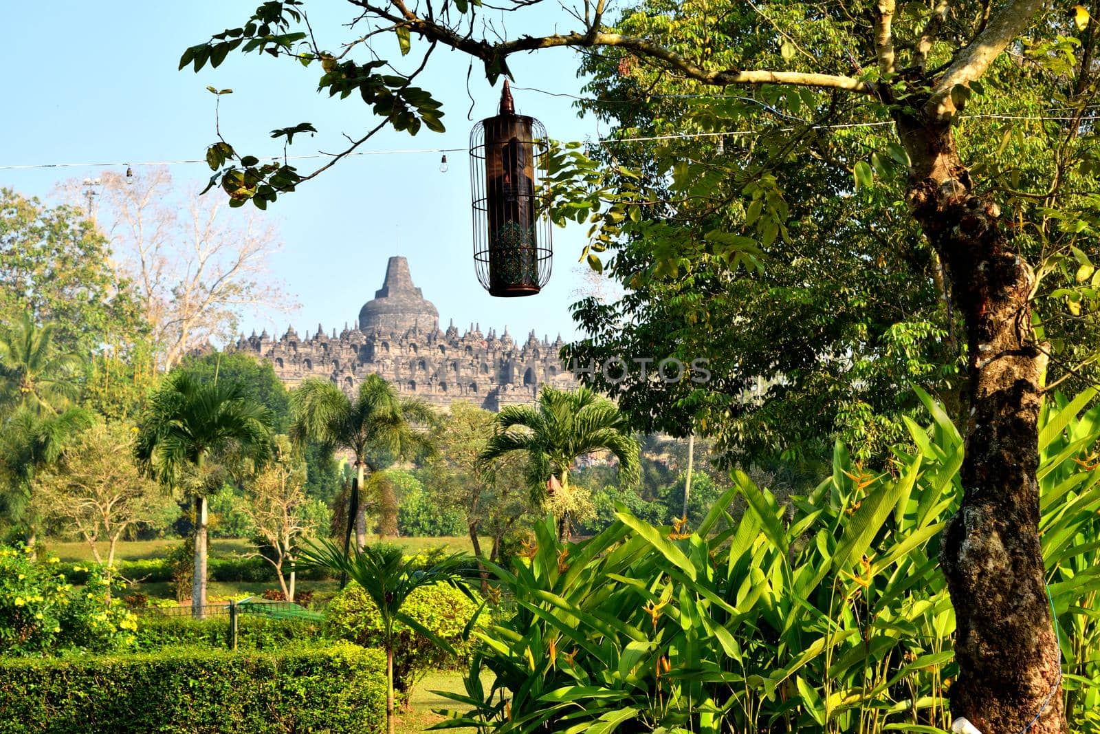 Dawn view of the Borobudur, Buddhist temple in Java by silentstock639