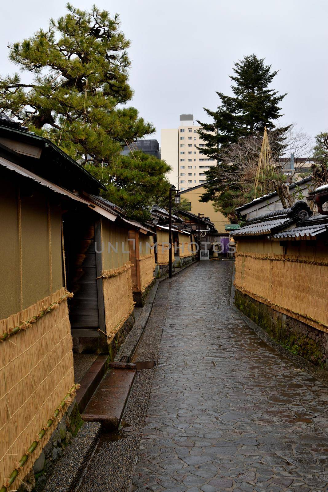 View of a alley in the samurai district, Kanazawa, Japan