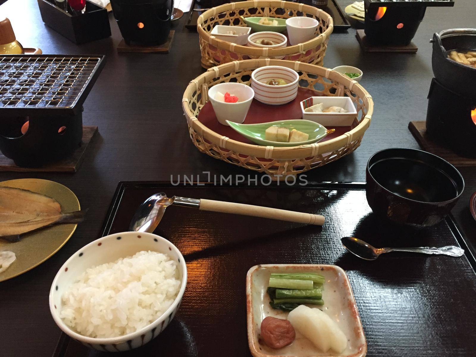 Special dishes of the famous Japanese cuisine Kaiseki in Yudanaka, Nagano, Japan.