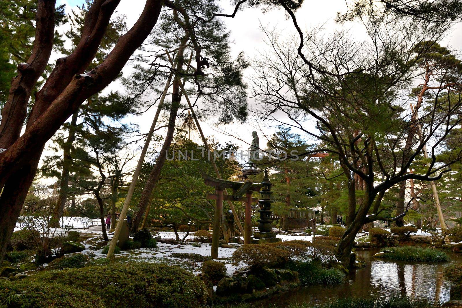 View of the Kenroku En garden during the winter season by silentstock639