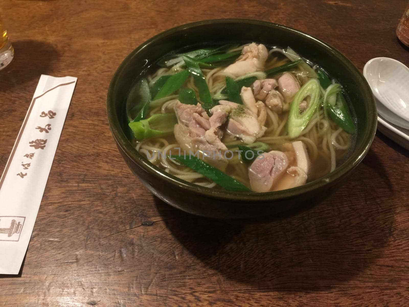 A tasty hot soba dish in Kanazawa, Japan