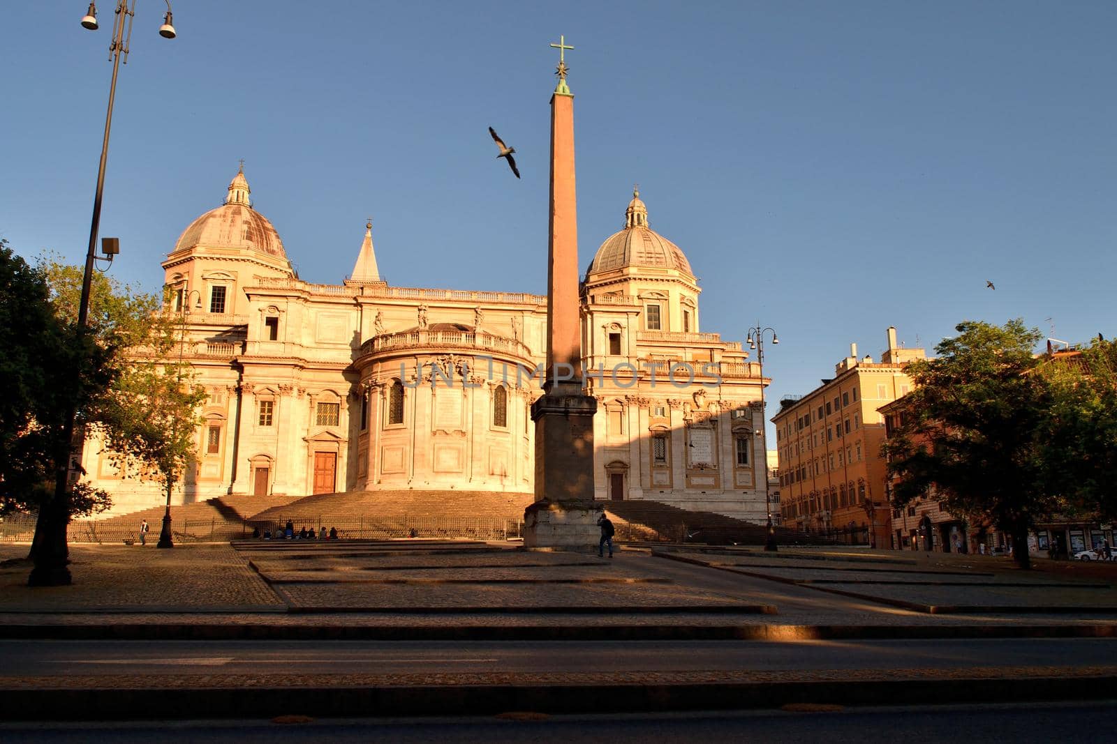 View of the Basilica di Santa Maria Maggiore without tourists due to the phase 2 of lockdown by silentstock639