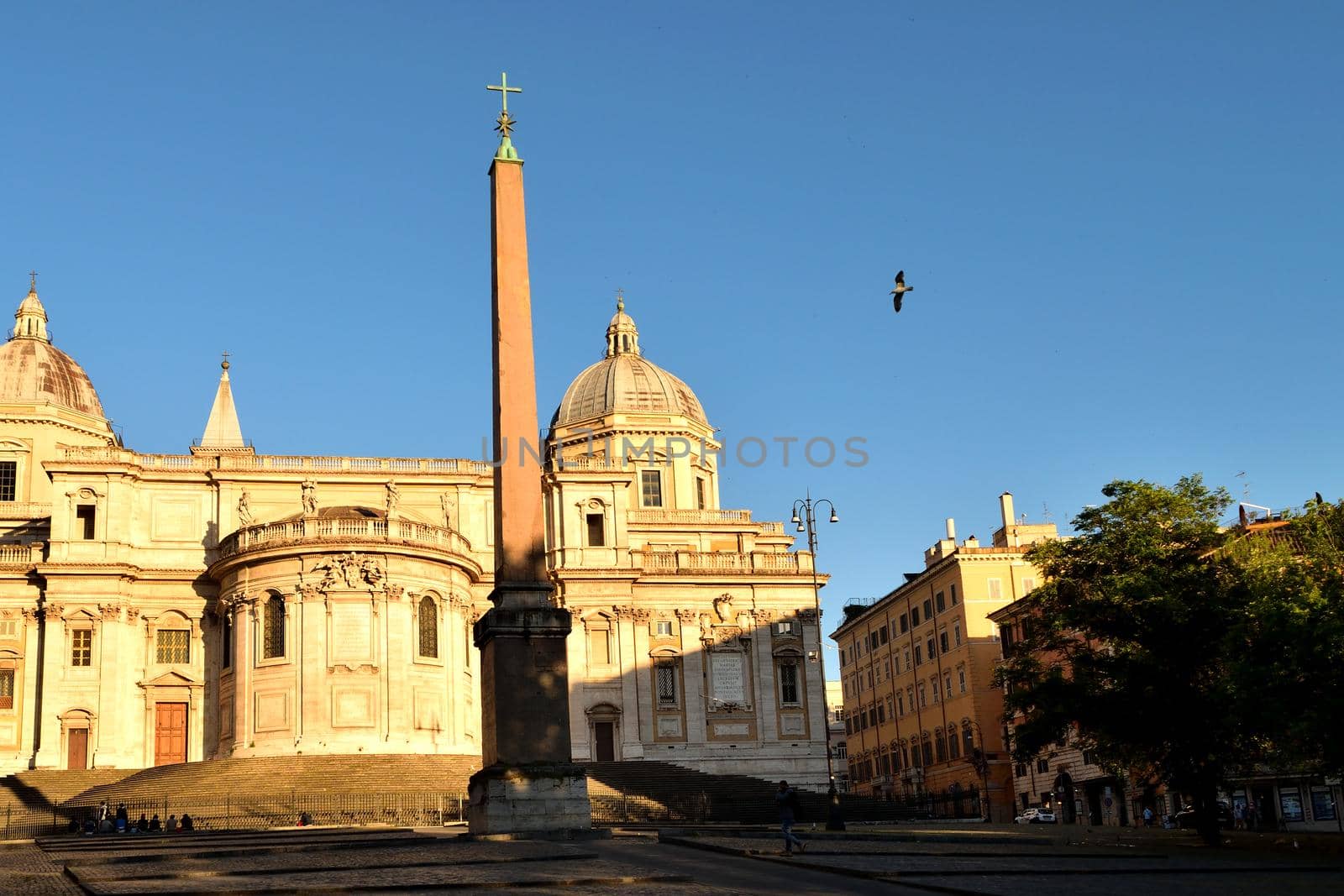 View of the Basilica di Santa Maria Maggiore without tourists due to the phase 2 of lockdown by silentstock639