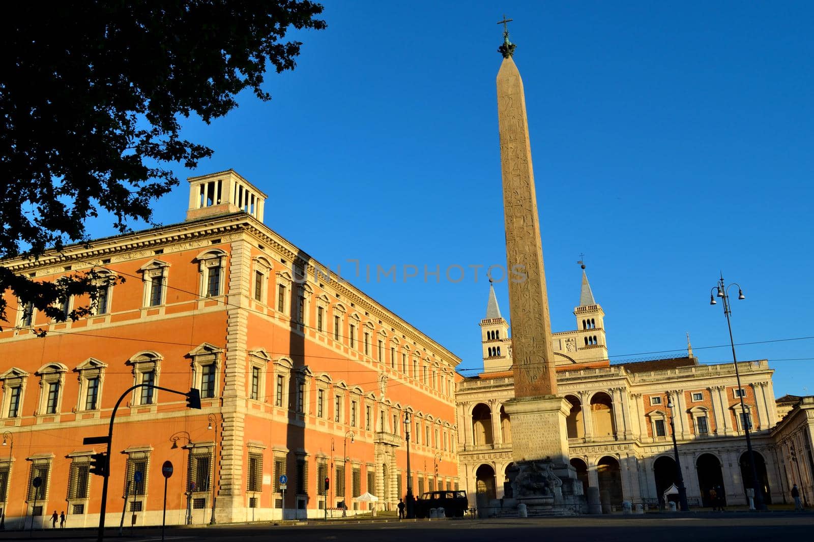 View of the San Giovanni in Laterano Square without tourists due to the phase 2 of lockdown by silentstock639