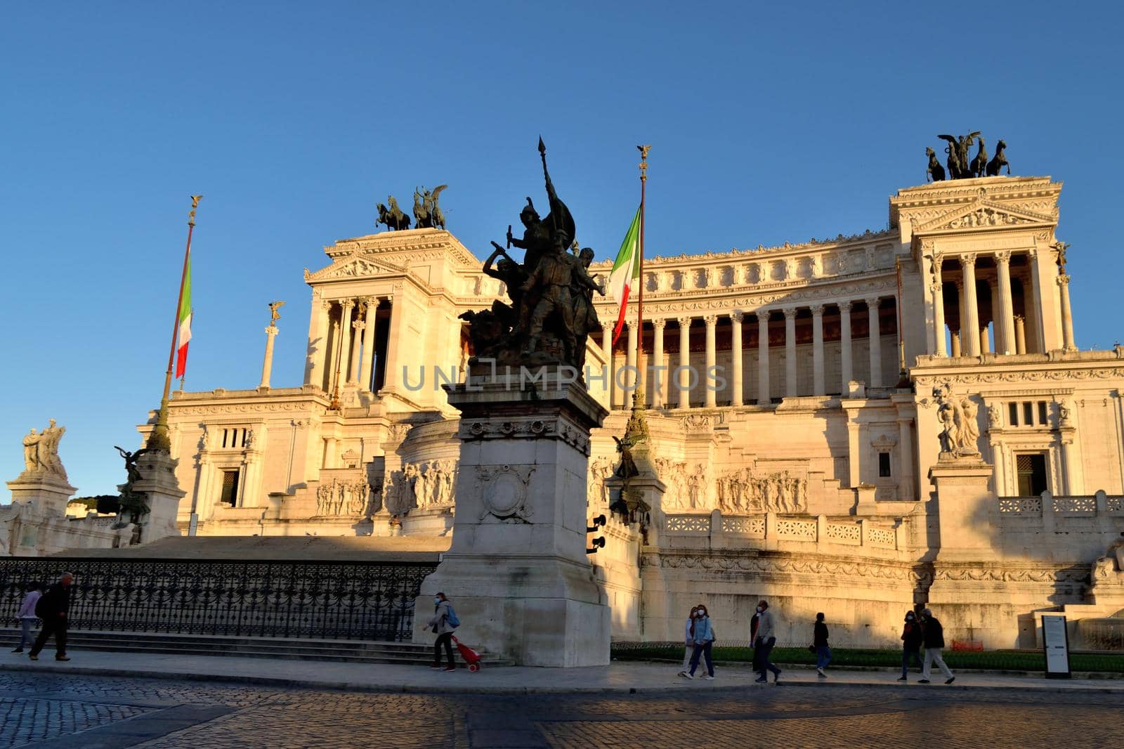 View of the Altar of the Fatherland without tourists due to phase 2 of the lockdown by silentstock639