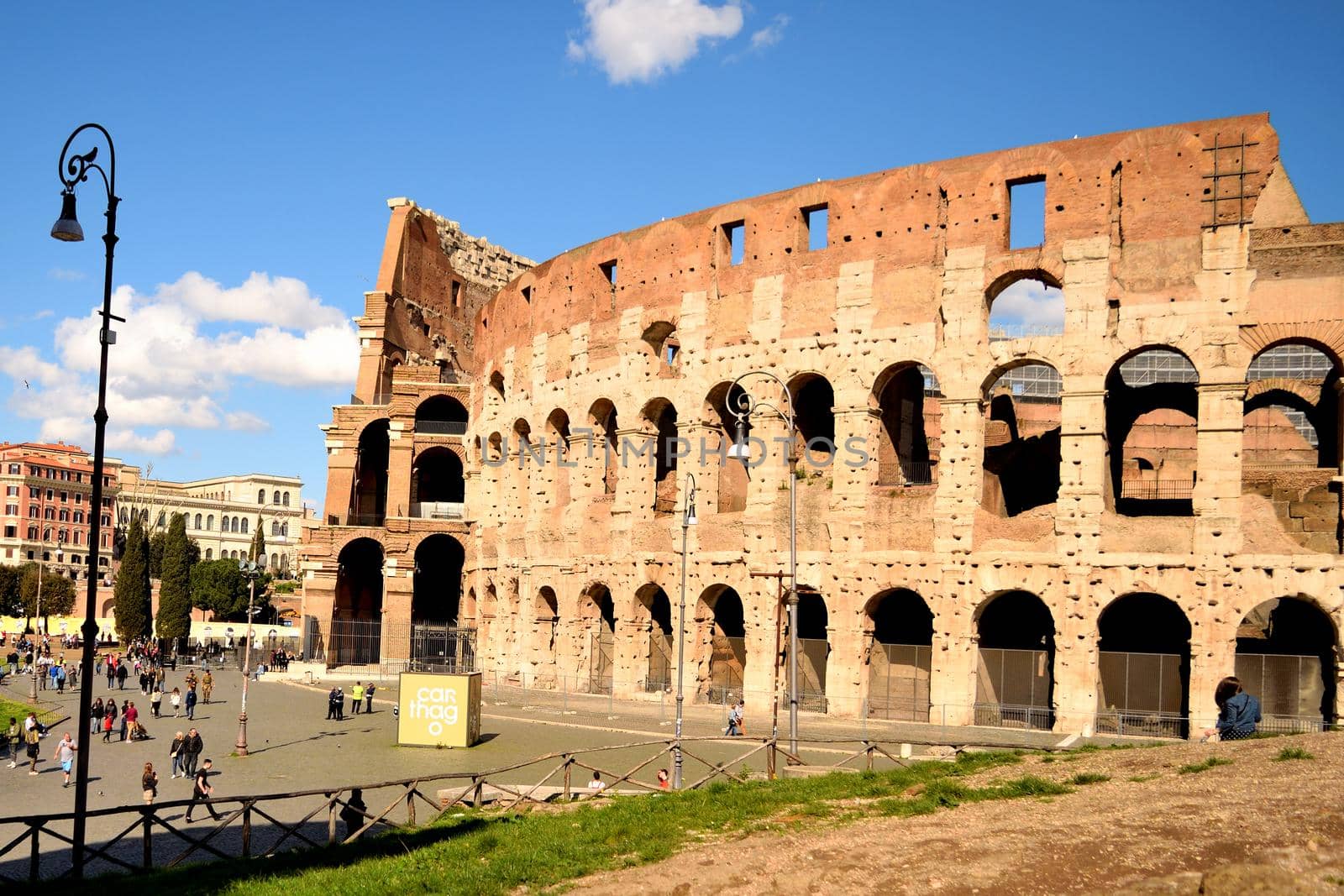 March 8th 2020, Rome, Italy: View of the Colosseum with few tourists due to the coronavirus epidemic