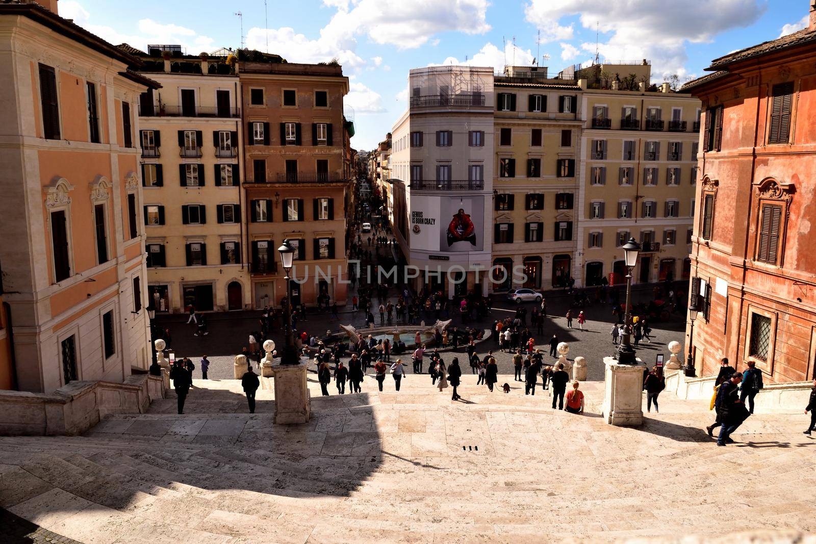 March 8th 2020, Rome, Italy: View of Piazza di Spagna with few tourists because of the coronavirus epidemic