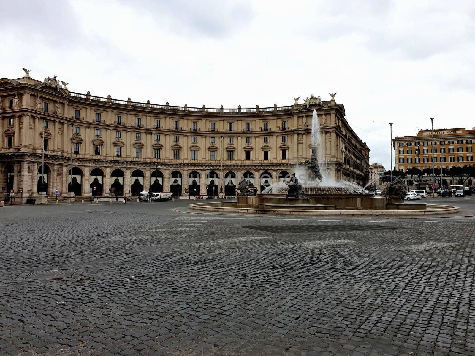 March 13th 2020, Rome, Italy: View of the Republic Square without tourists due to the quarantine