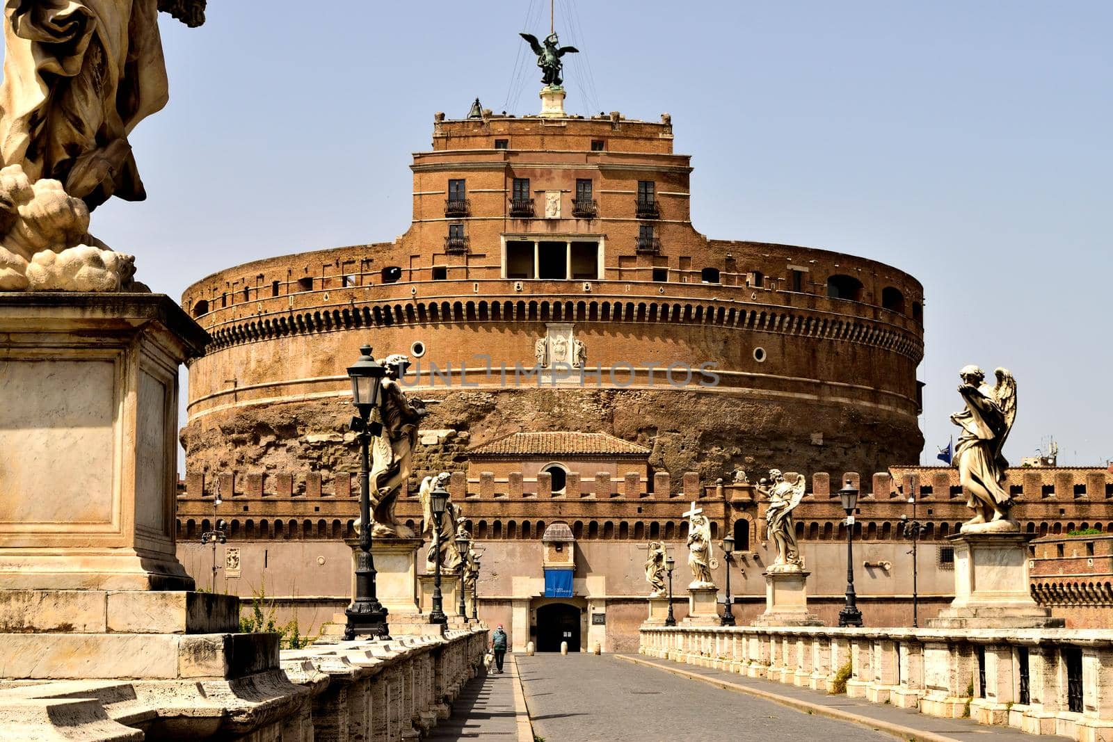 View of the Castel Sant'Angelo closed without tourists due to phase 2 of the lockdown by silentstock639