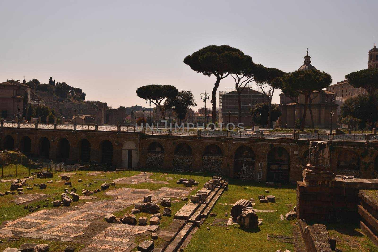 April 8th 2020, Rome, Italy: View of the Forum of Augustus and Imperial Forums street without tourists due to the lockdown