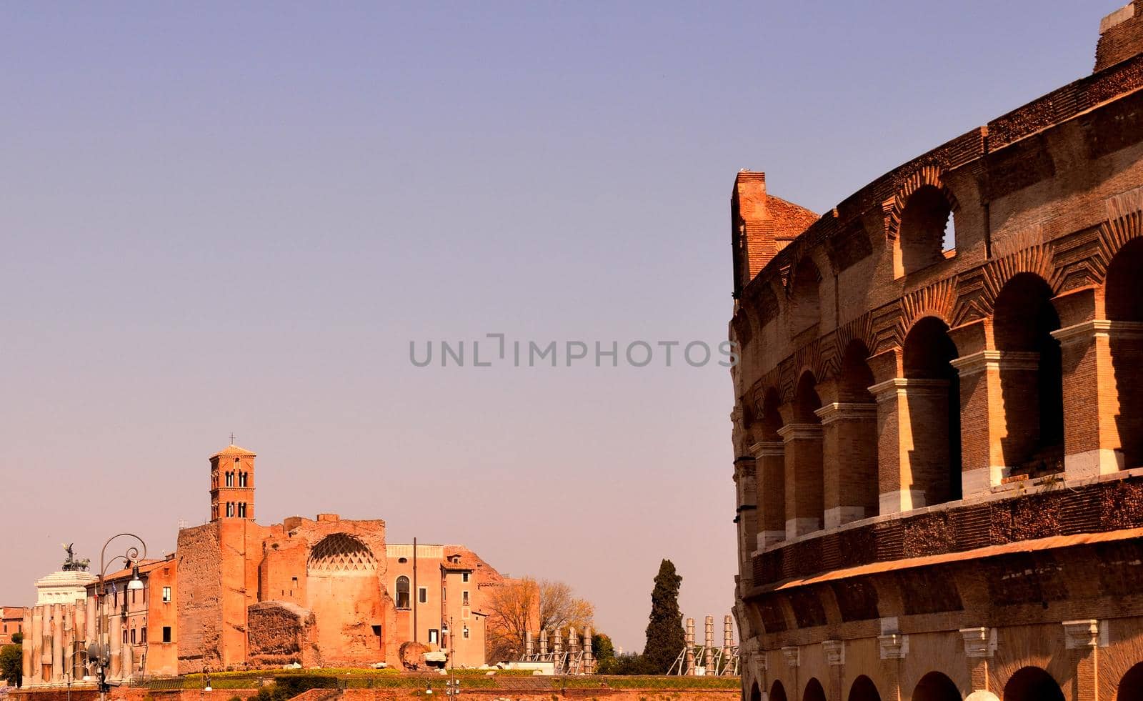 View of the Colosseum without tourists due to the lockdown by silentstock639