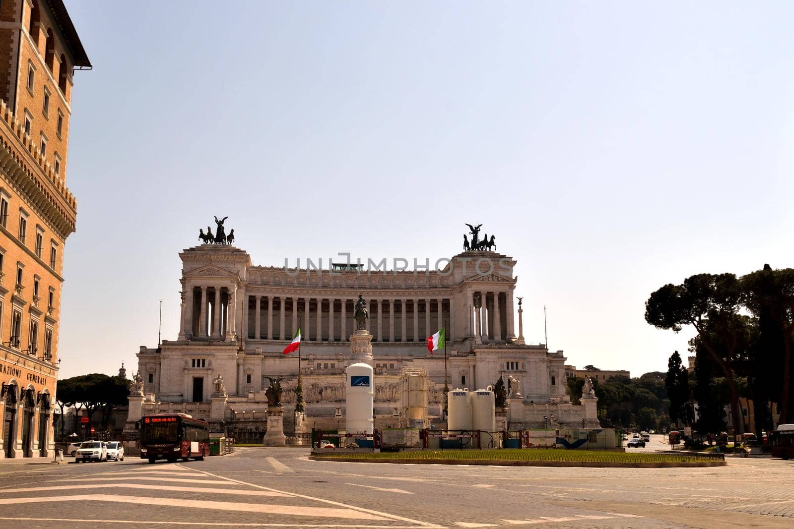 View of the Altar of the Fatherland without tourists due to the lockdown by silentstock639