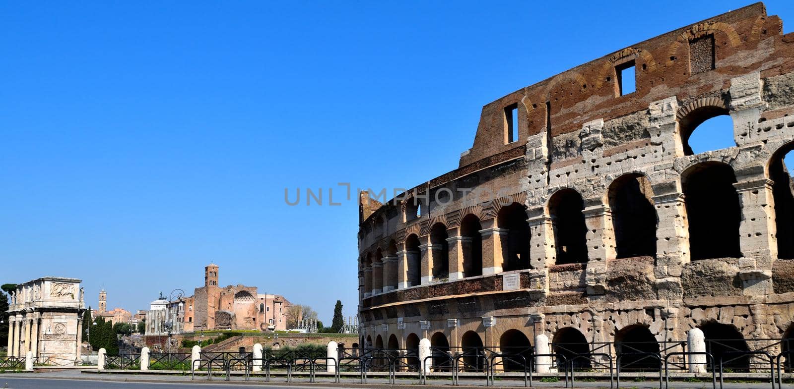 April 8th 2020, Rome, Italy: View of the Colosseum without tourists due to the lockdown