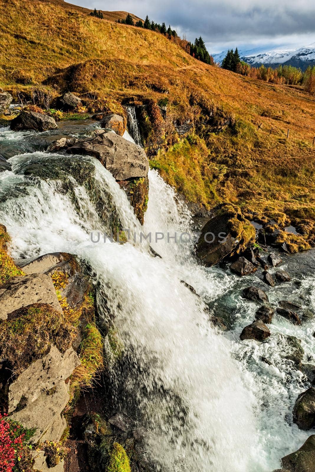 Gluggafoss waterfall in summer season also called Merkjarfoss near Thorsmork, Iceland