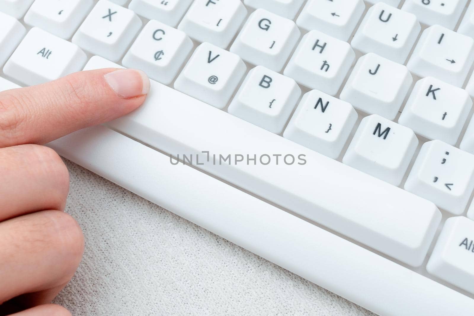 Business Lady Pointer Pressing Keybord Keys, Hand Touching Console Buttons, Gentle Man Finger Showing Click Here, Start Messeging Update by nialowwa