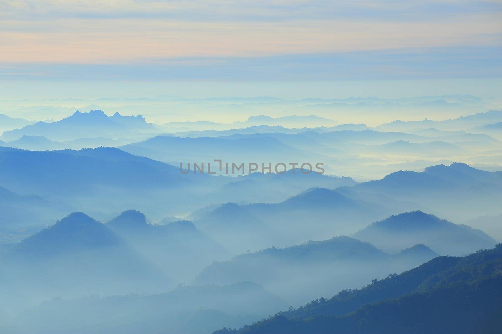 Mountain range in the morning Have beautiful light by samarttiw