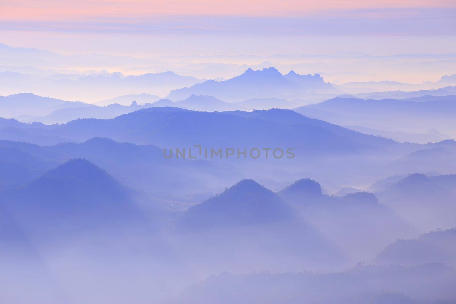 Mountain range in the morning Have beautiful light by samarttiw