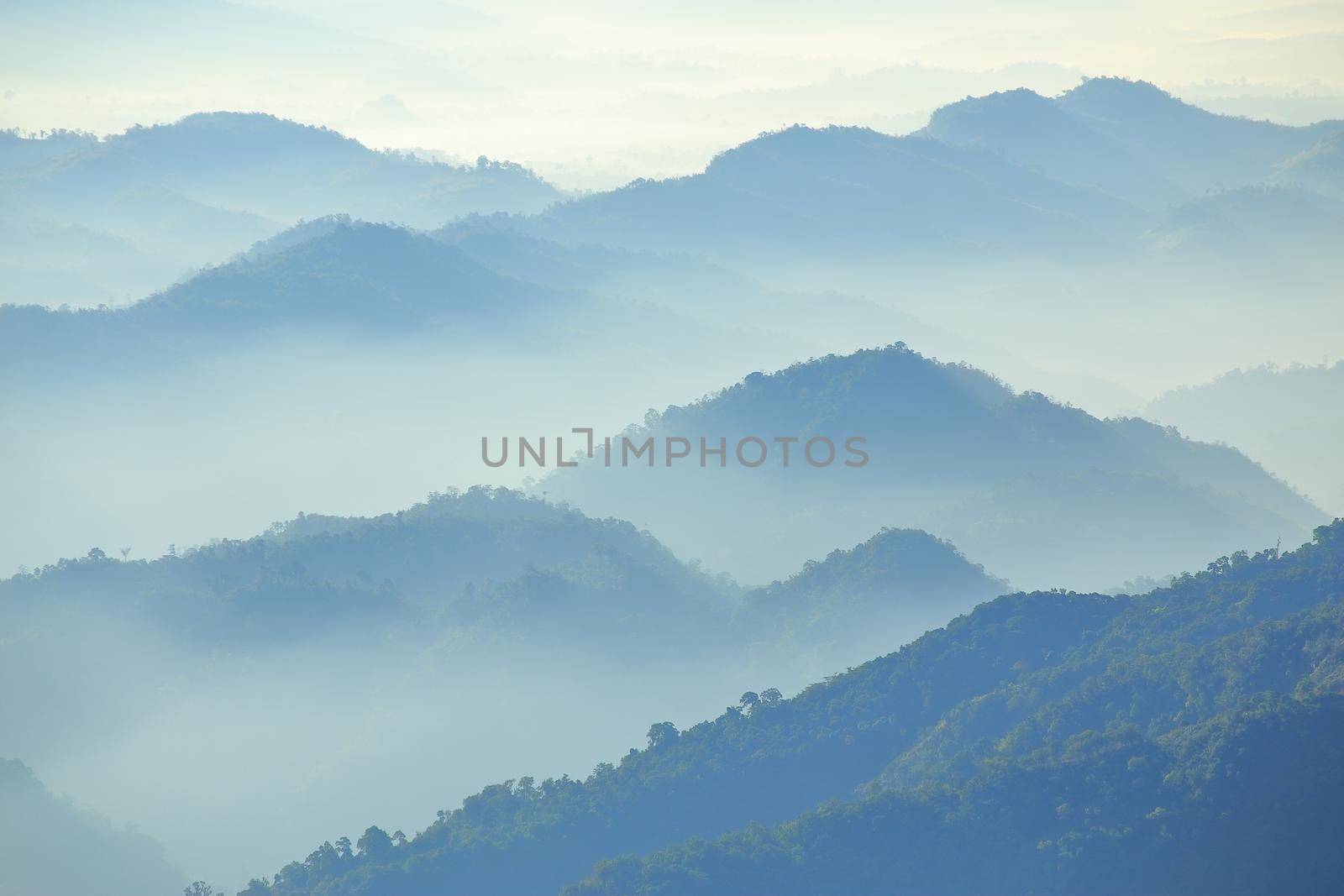 Mountain range in the morning Have beautiful light by samarttiw