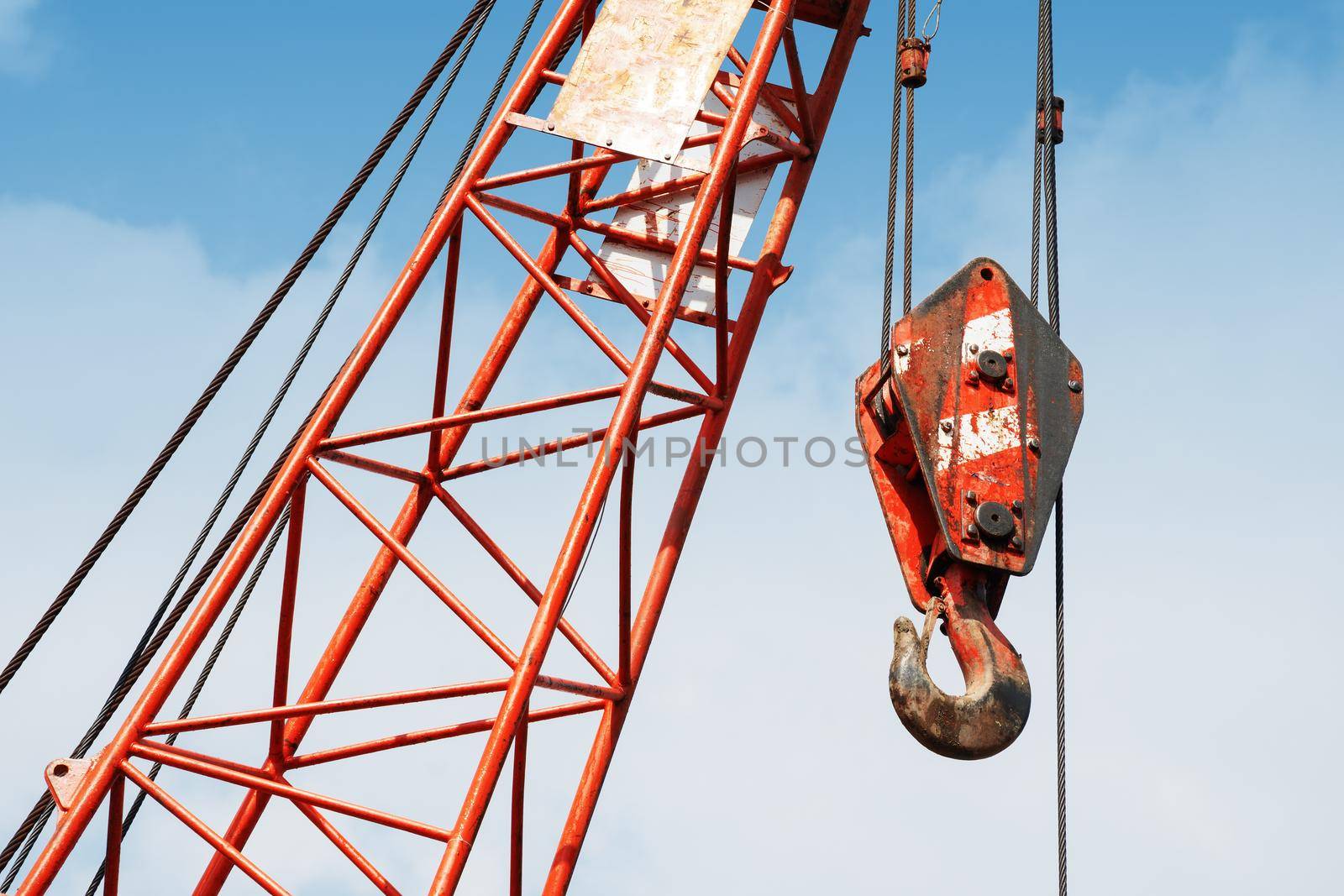 Construction crane With a blue sky background