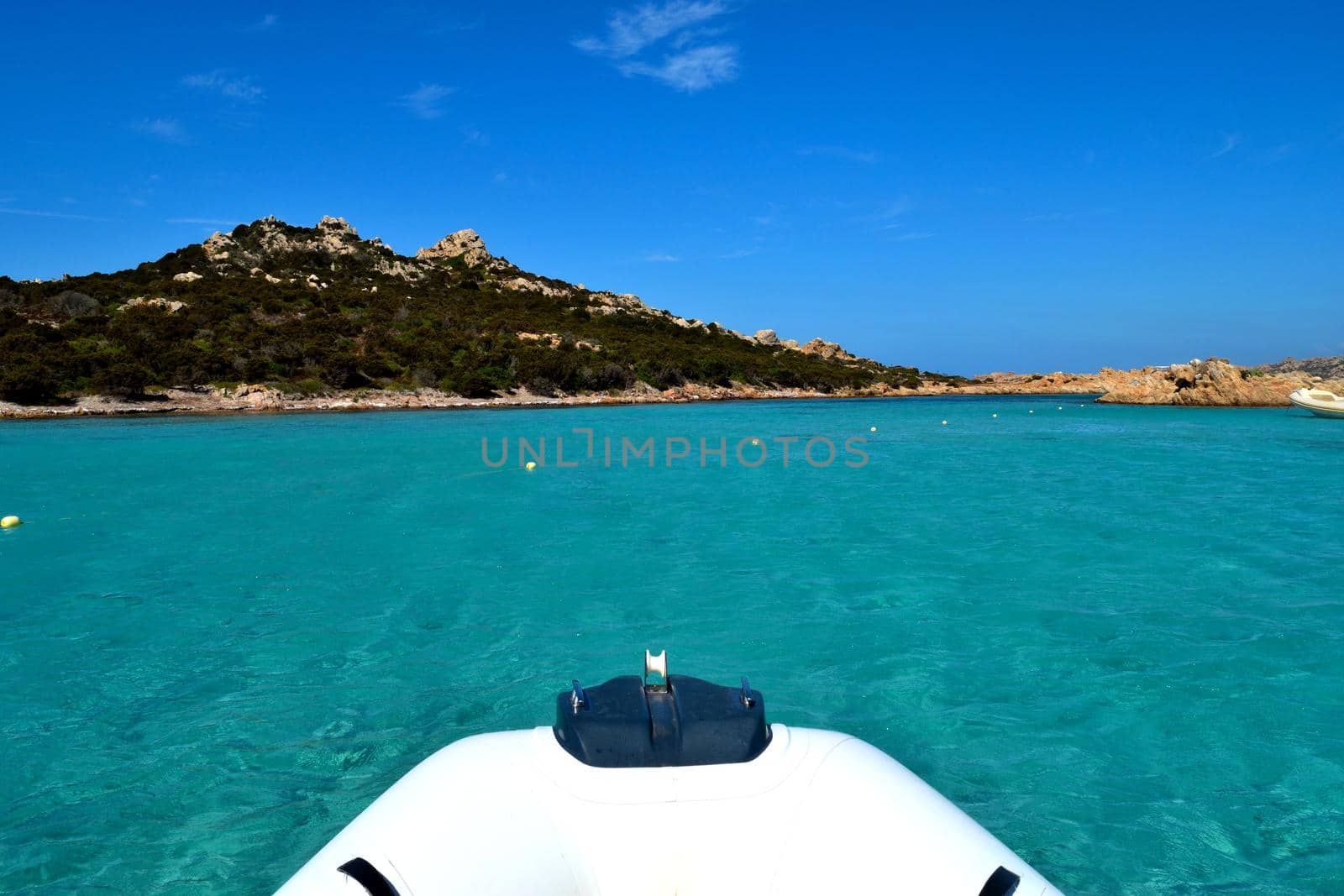 View of the wonderful islands, sea and rocks of Costa Smeralda, Sardinia, Italy by silentstock639