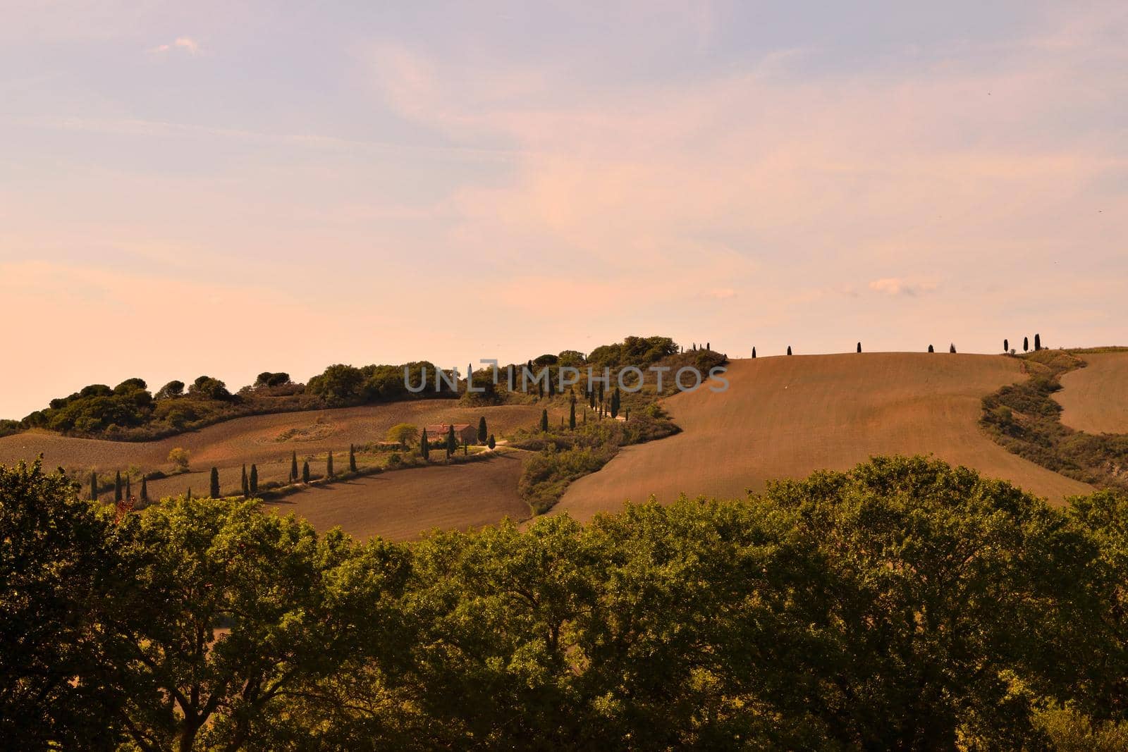 View of the beautiful Tuscan countryside with its unique colors.