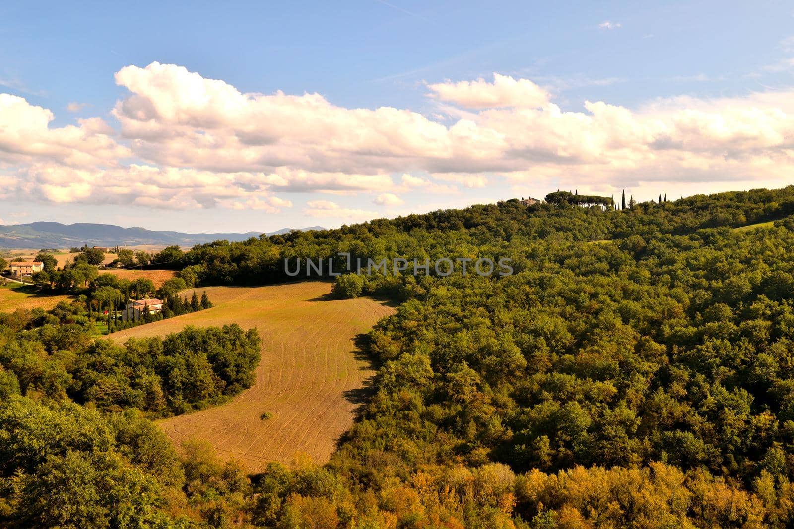 View of the beautiful Tuscan countryside with its unique colors.