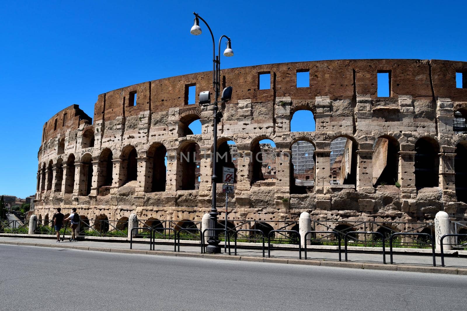 View of the Colosseum without tourists due to the phase 2 of lockdown