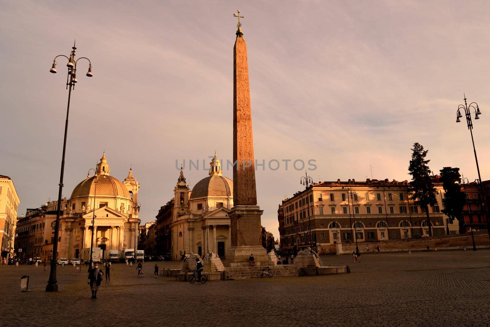 May 8th 2020, Rome, Italy: View of the Piazza del Popolo without tourists due to the phase 2 of lockdown