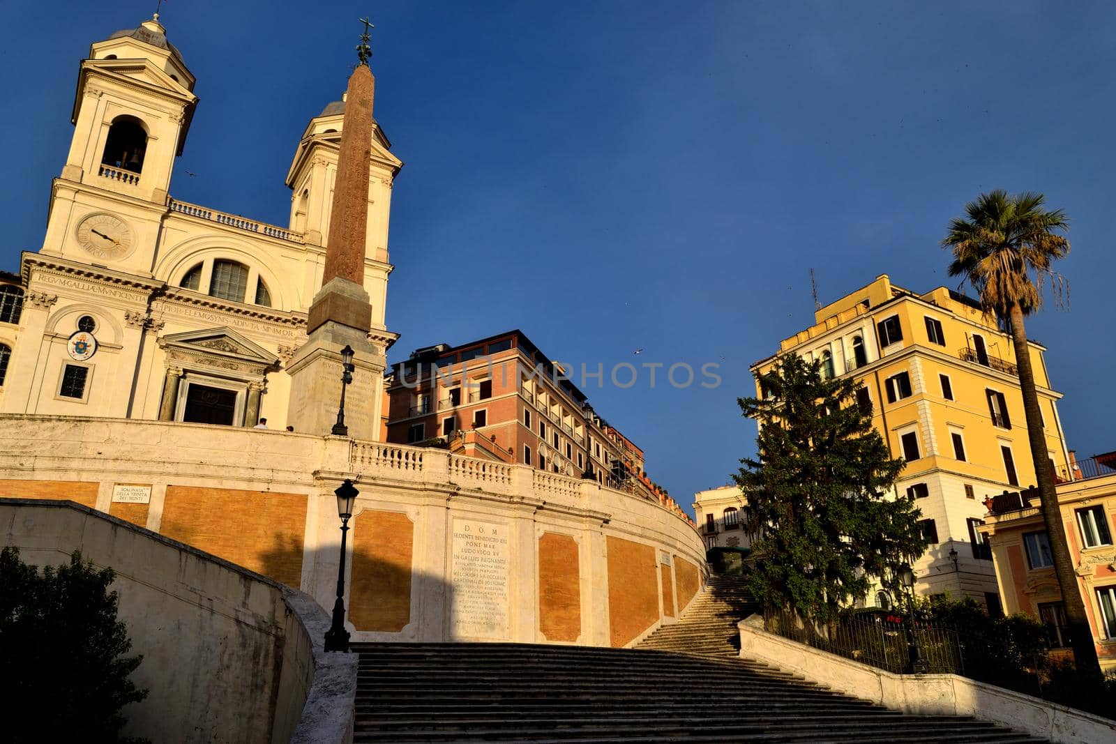 View of the Trinita dei Monti without tourists due to the phase 2 of lockdown by silentstock639