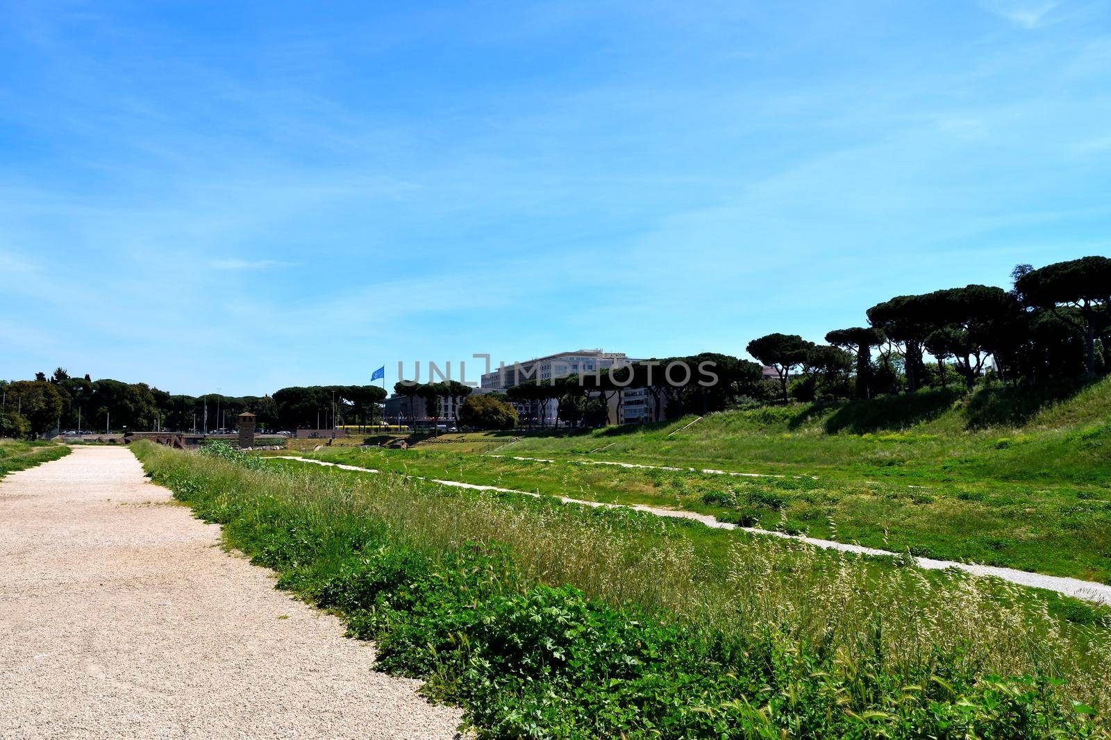 View of the Circus Maximus without tourists due to the phase 2 of lockdown by silentstock639