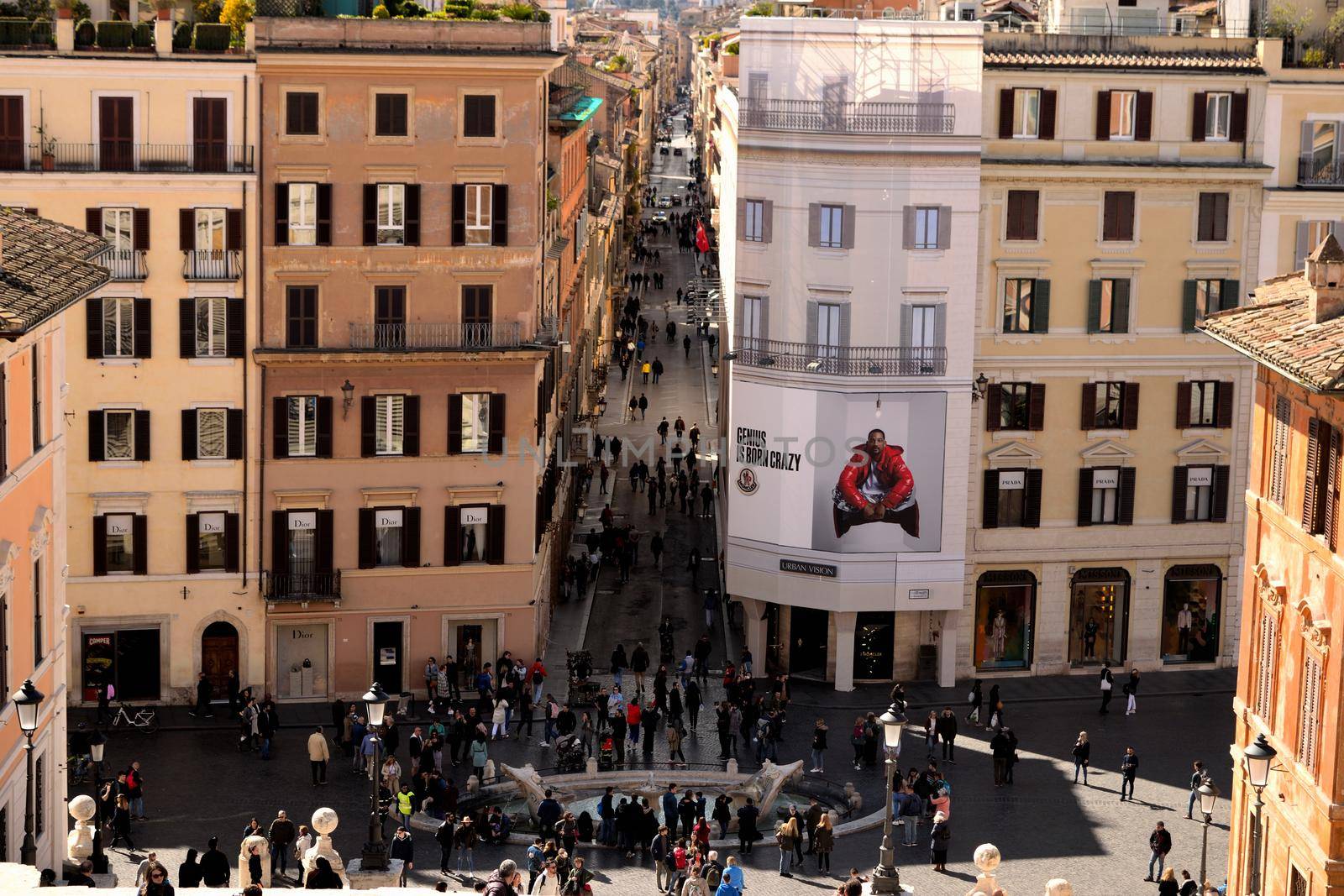 March 8th 2020, Rome, Italy: View of Piazza di Spagna with few tourists because of the coronavirus epidemic