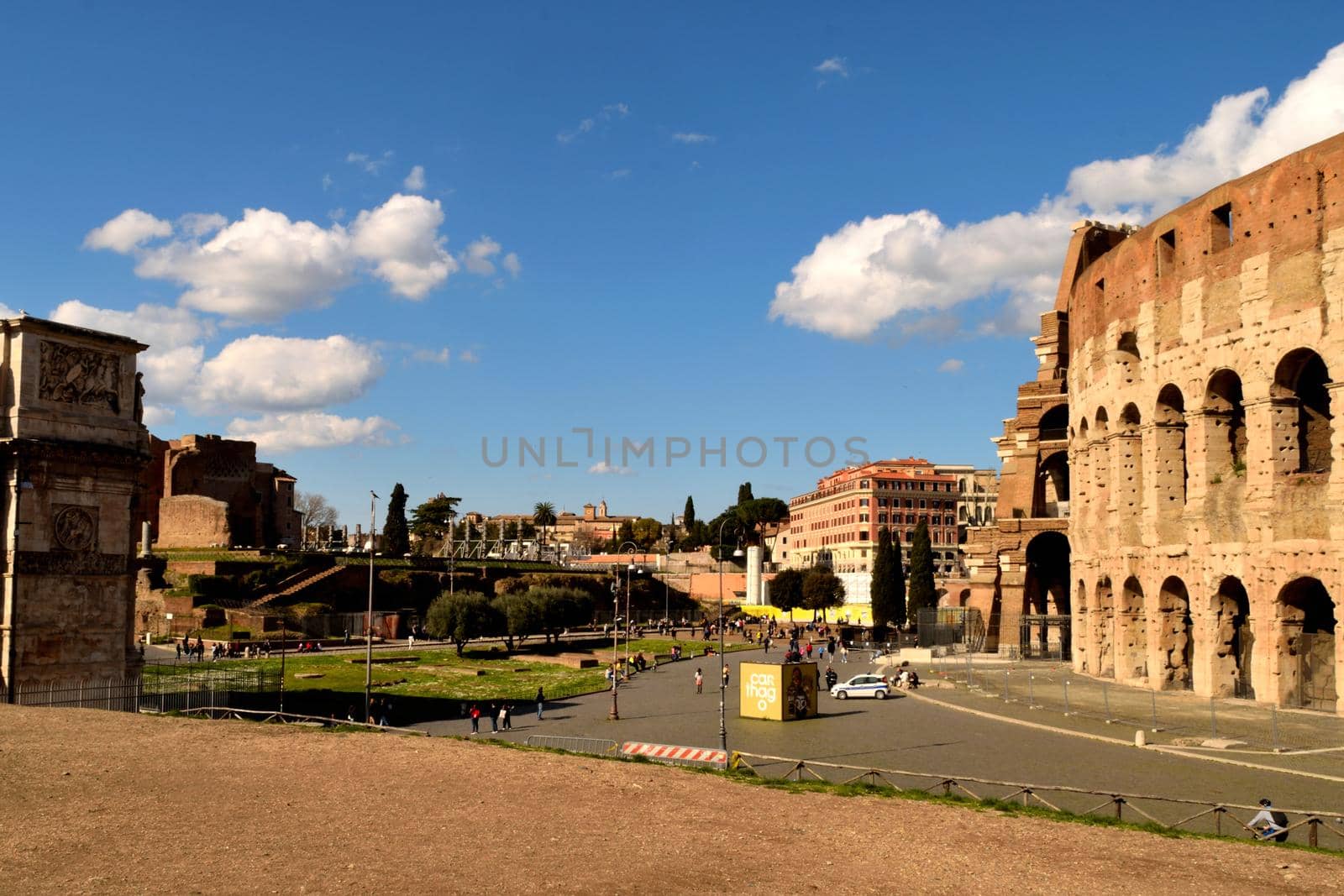 March 8th 2020, Rome, Italy: View of the Colosseum with few tourists due to the coronavirus by silentstock639