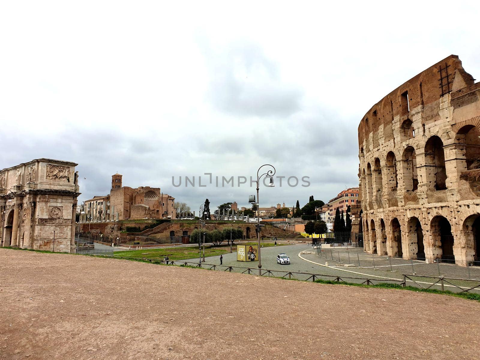 View of the Colosseum without tourists due to the quarantine by silentstock639