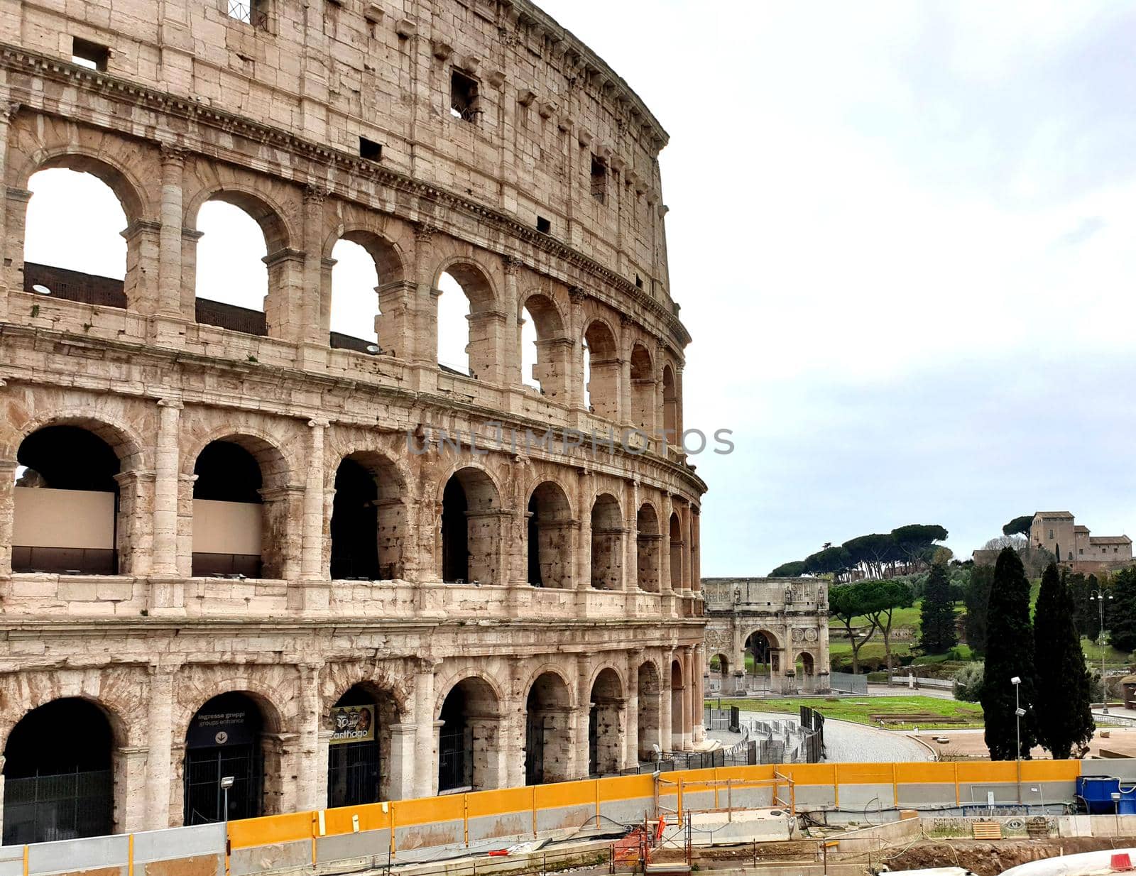 View of the Colosseum without tourists due to the quarantine by silentstock639