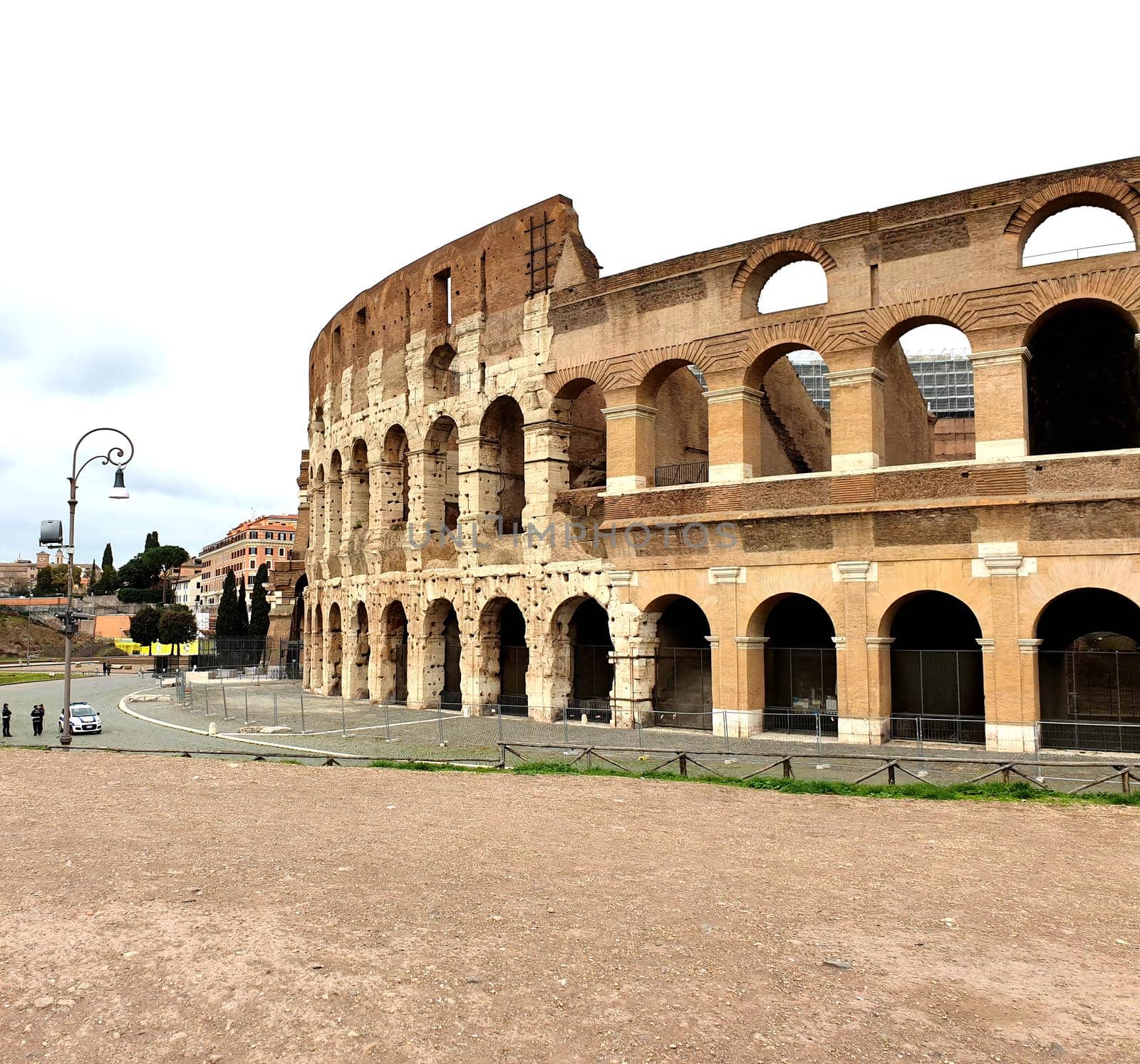 View of the Colosseum without tourists due to the quarantine by silentstock639