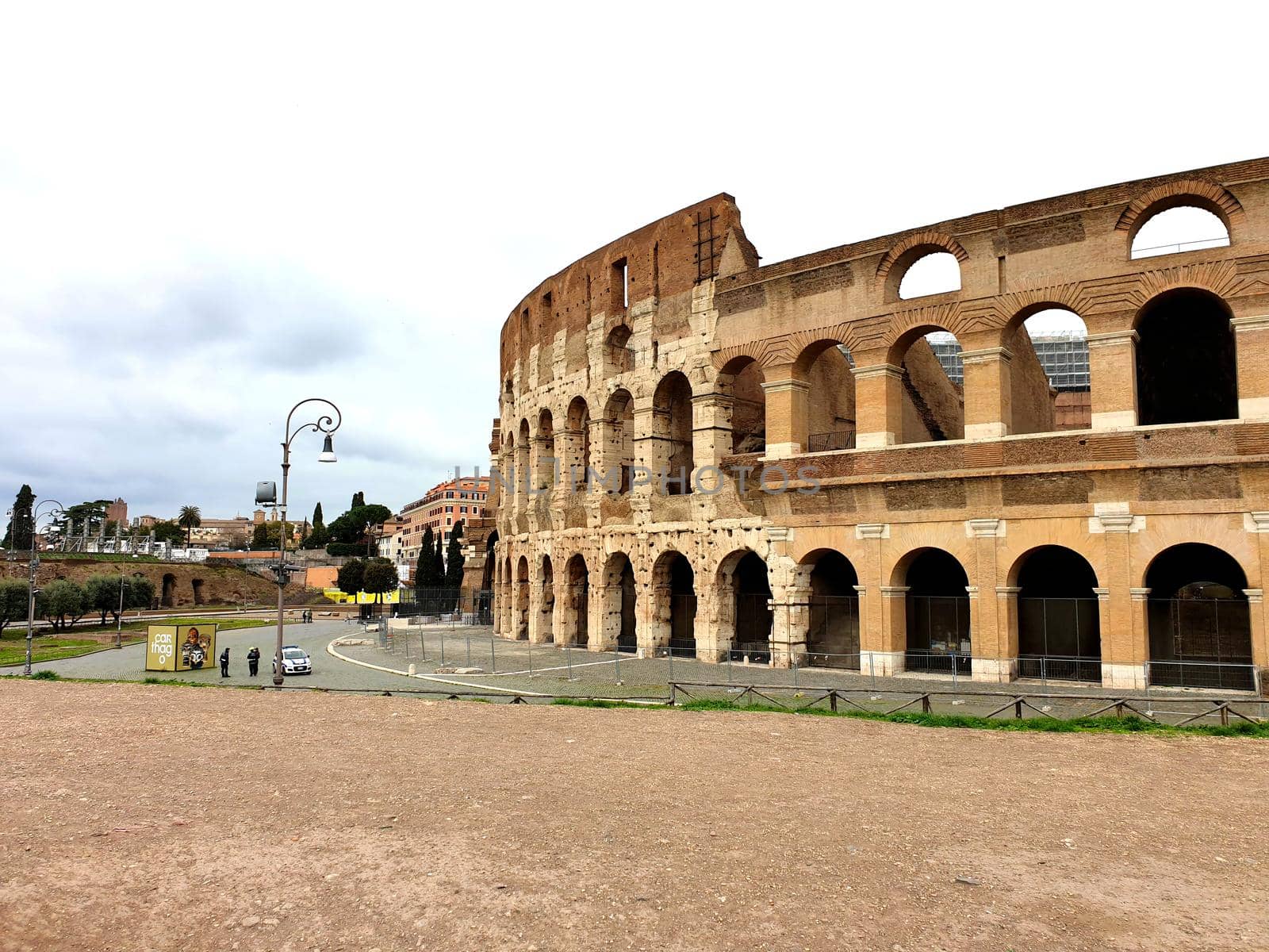 View of the Colosseum without tourists due to the quarantine by silentstock639