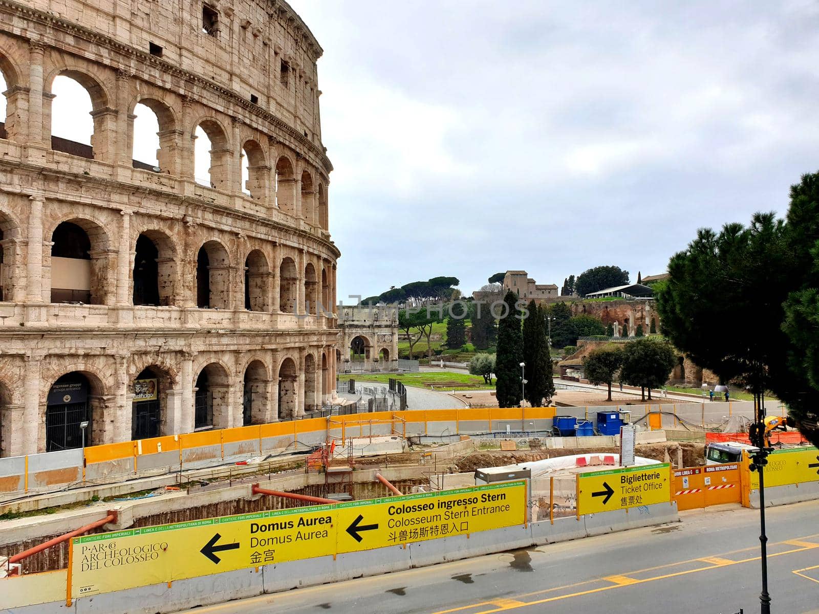 View of the Colosseum without tourists due to the quarantine by silentstock639