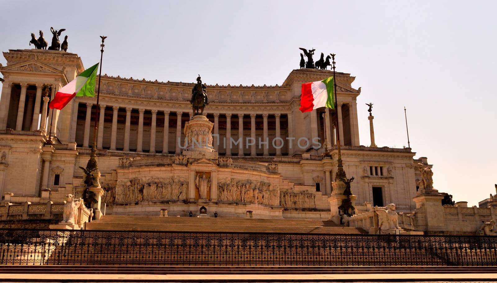 April 8th 2020, Rome, Italy: View of the Altar of the Fatherland without tourists due to the lockdown
