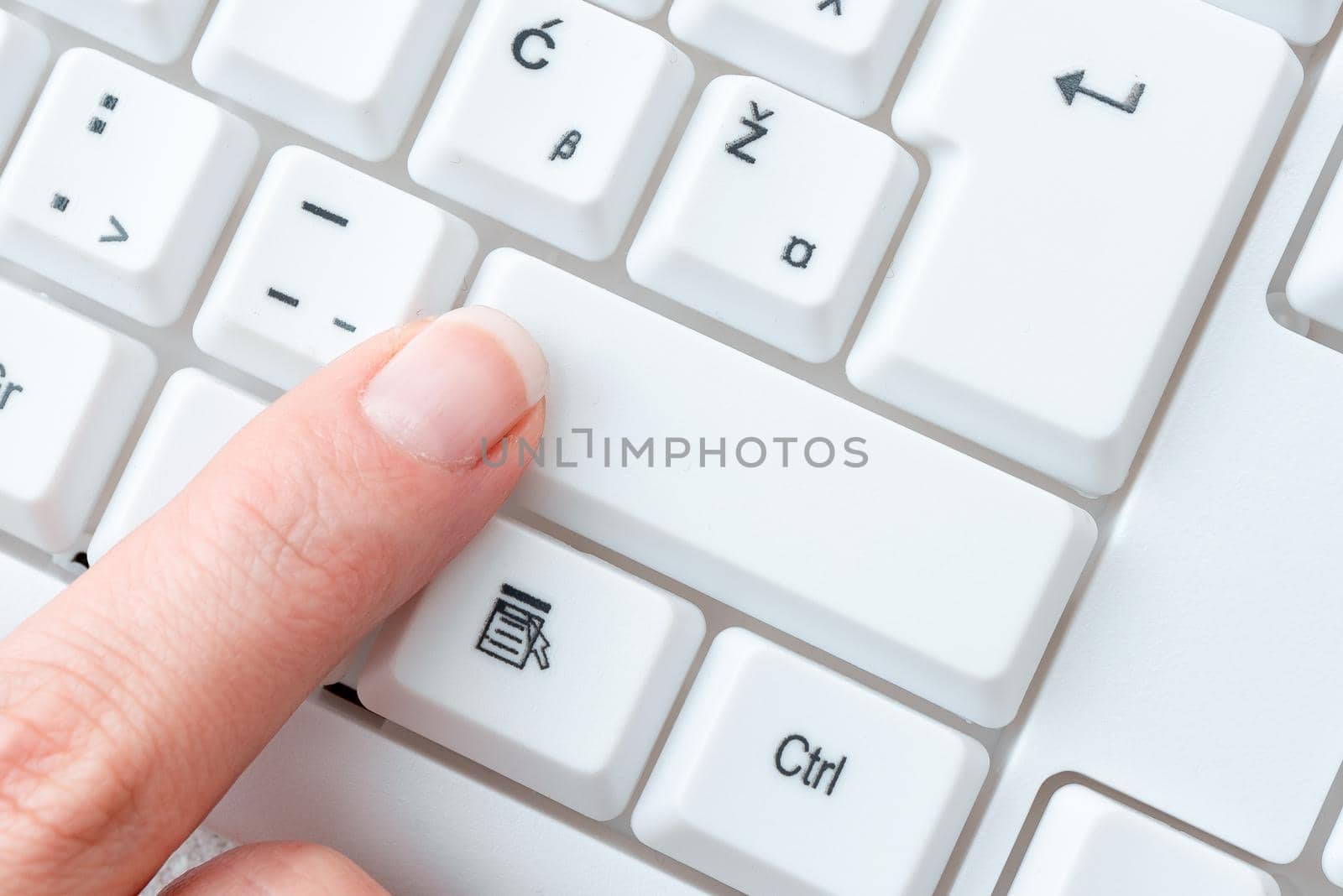 Business Lady Pointer Pressing Keybord Keys, Hand Touching Console Buttons, Gentle Man Finger Showing Click Here, Start Messeging Update.