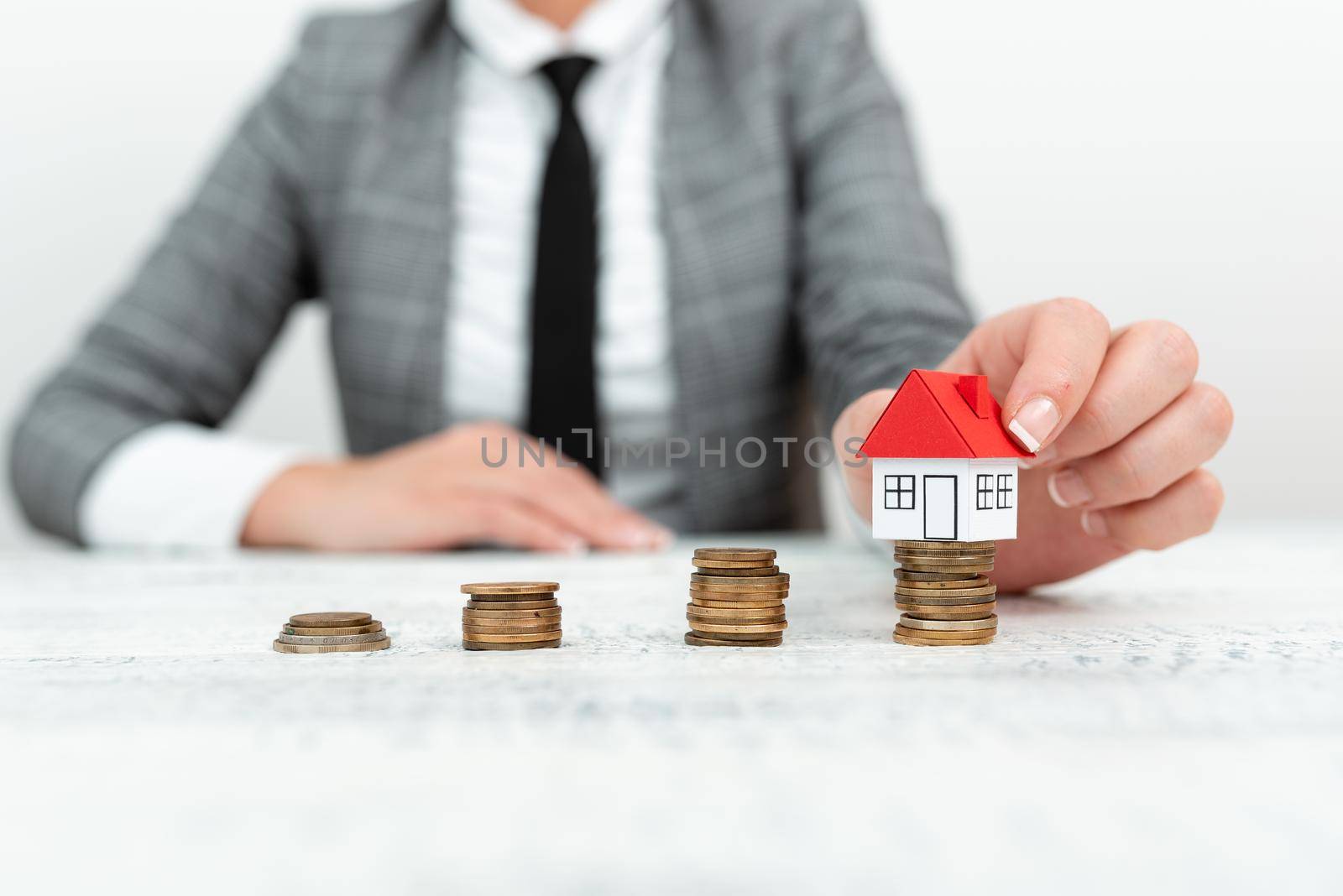 Lady Presenting New Home Savings Deals In Outfit, Business Woman Showing Possible Investment Oppurtiunities For New House, Mortegage Installments Exhibits For Recent Apartments Sales by nialowwa